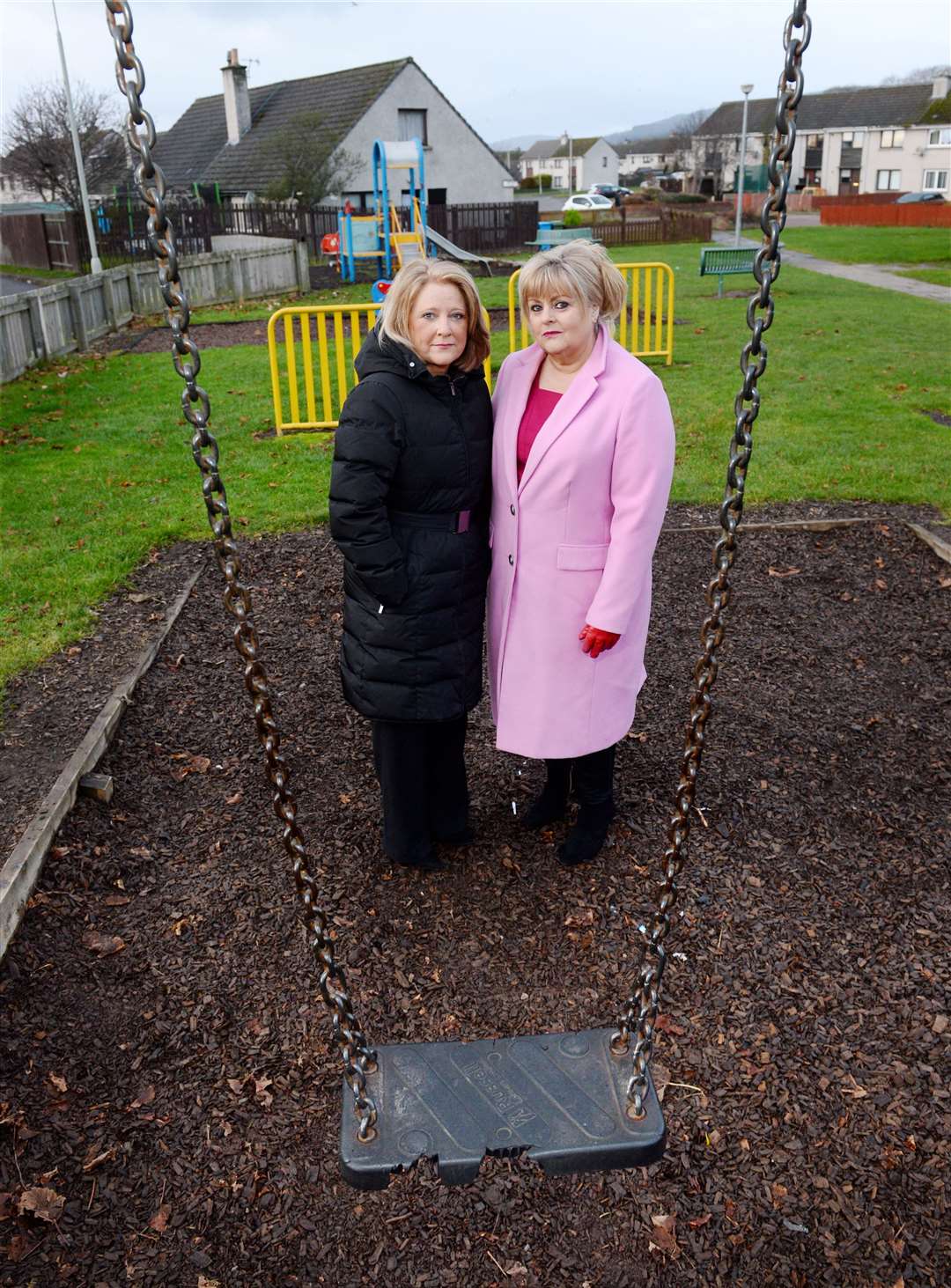 Councillors Maxine Smith and Pauline Munro at the Kirkside playpark which is in poor state..Picture: Gary Anthony..