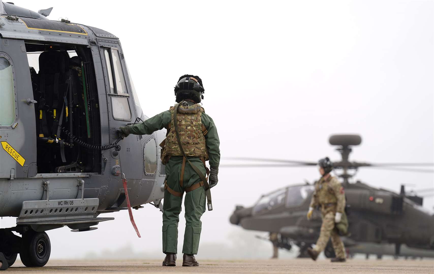 The helicopters are heading to Estonia to train alongside Nato allies on Exercise Steadfast Defender 24 (Joe Giddens/PA)