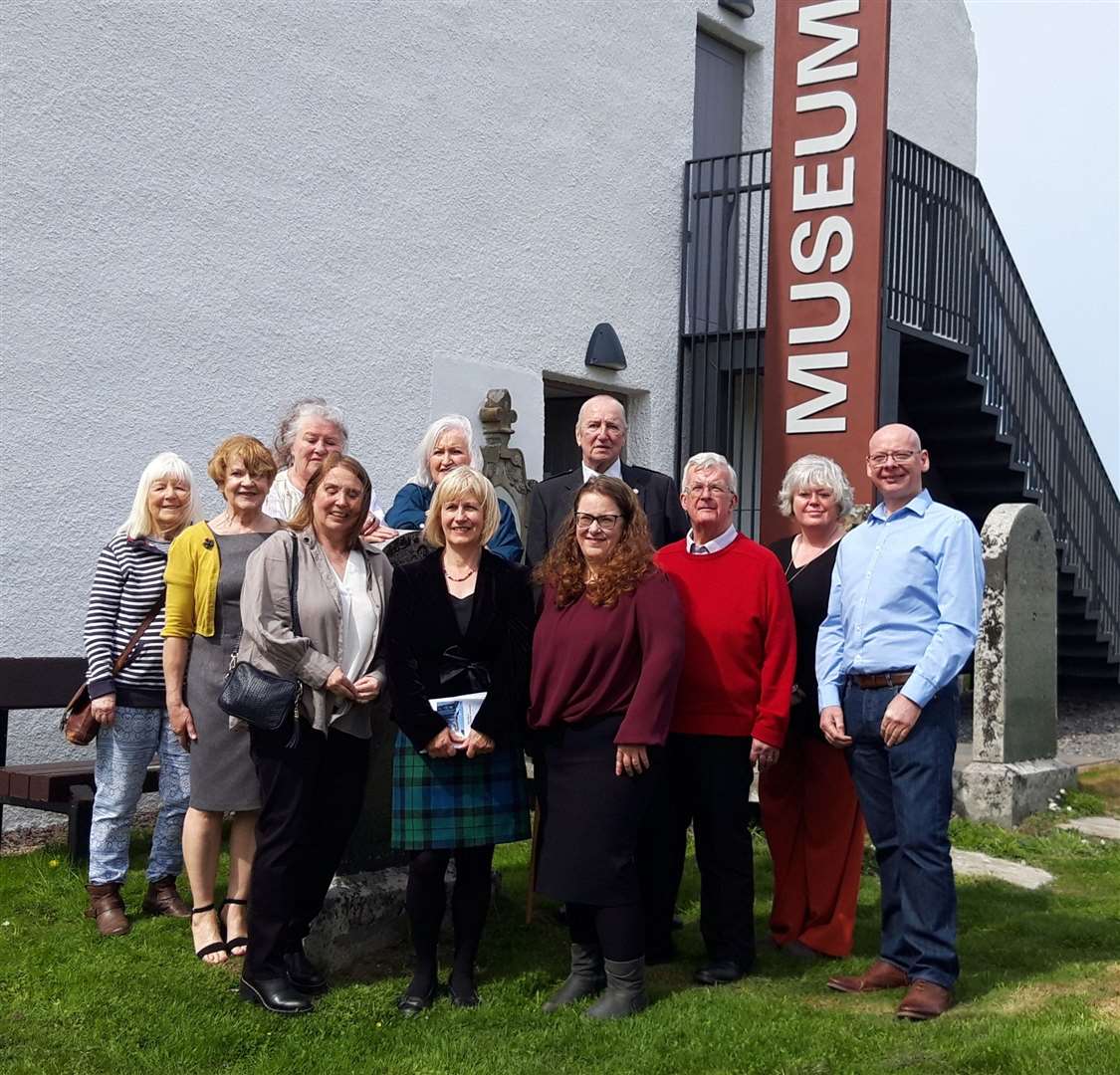 Trustees, staff and volunteers in front of the museum at the official relaunch.