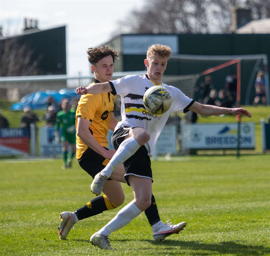 Matthew Strachan, pictured during his stint at Nairn County last season, has joined Brora on loan from ICT until January. Picture: Callum Mackay
