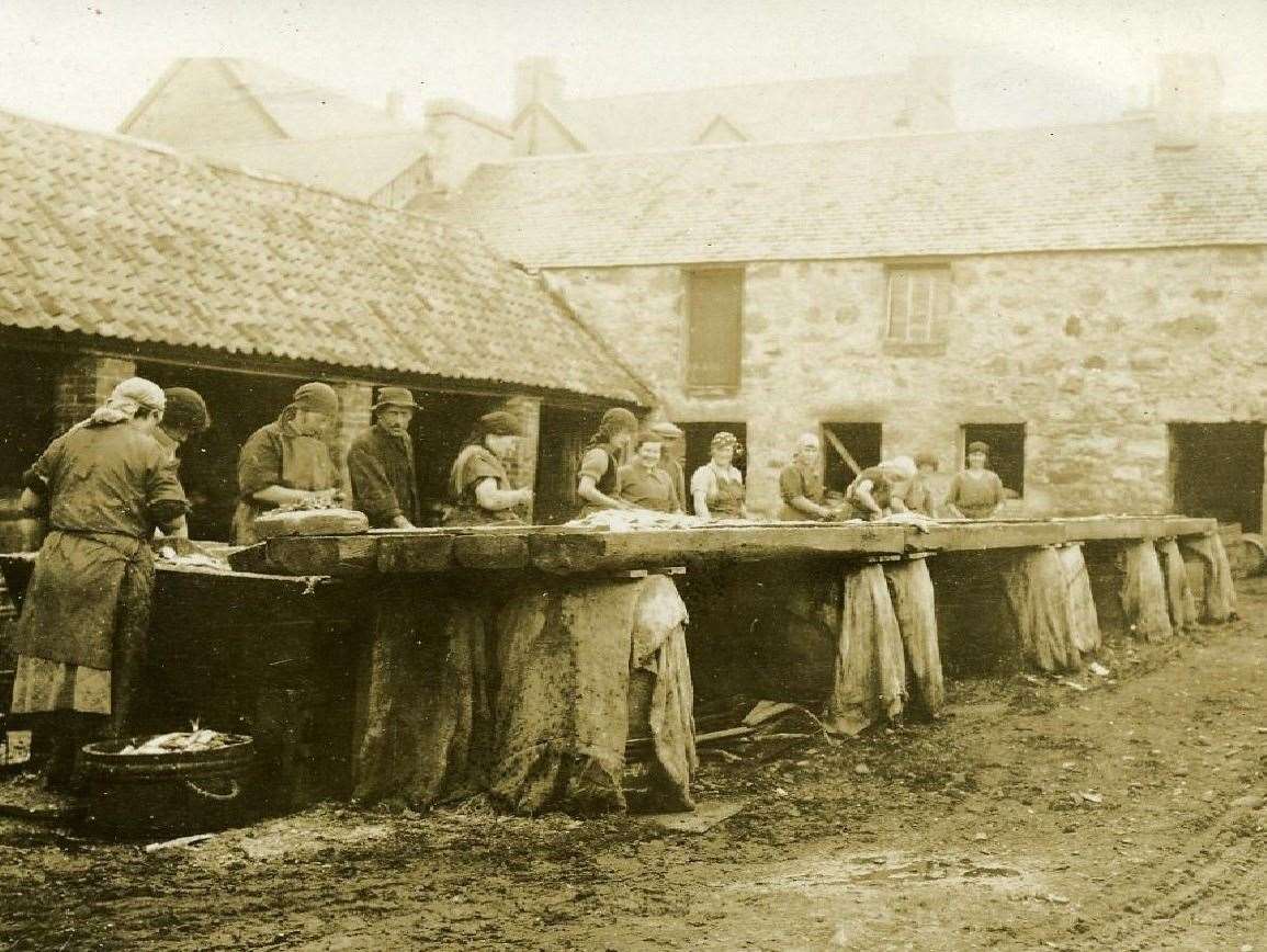 Herring gutters hard at work in Helmsdale in the 1920s. Timespan hope to eventually find out the names of all the people in the picture but are currently only able to name two. Donald Grant is eighth from the left and Alice Macleod is ninth.