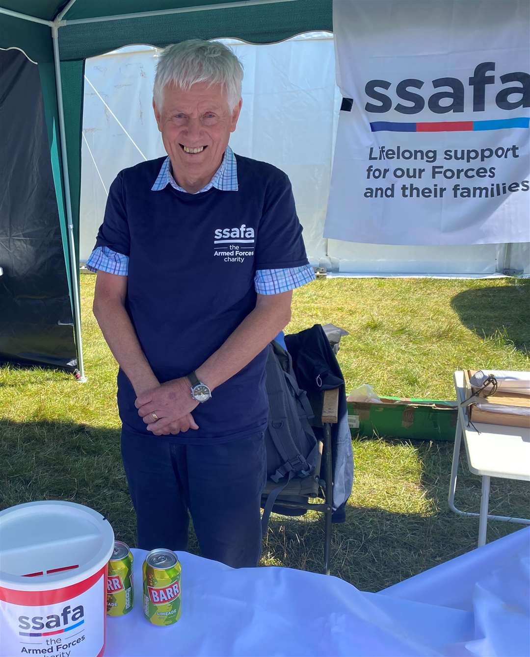 Alisdair hard at work on the SSAFA stall during this summer's Highland Games season.