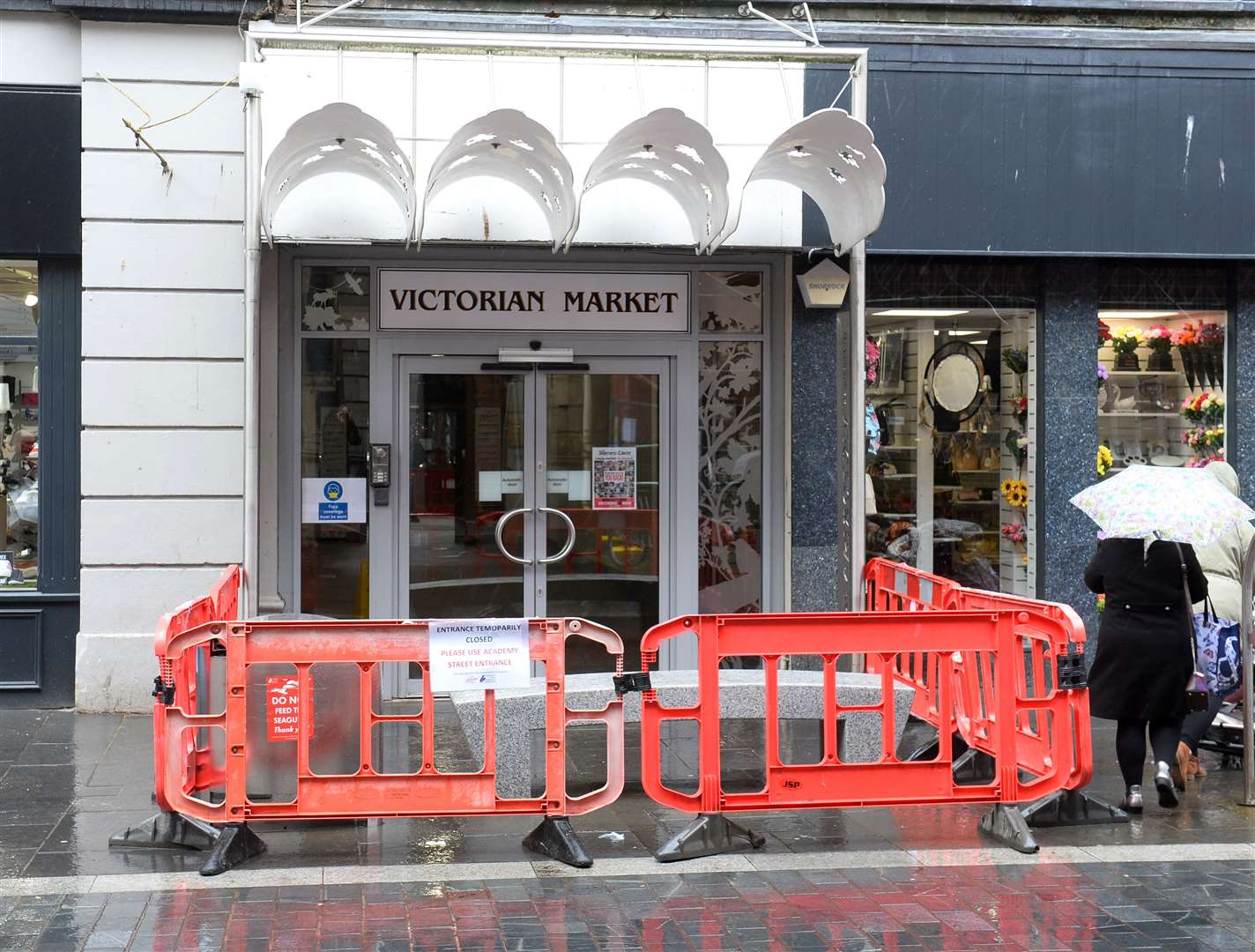 Small piece of masonry believed to be from ornate stonework landed at entrance to the Victorian Market on Union Street entrance..Picture: Gary Anthony..