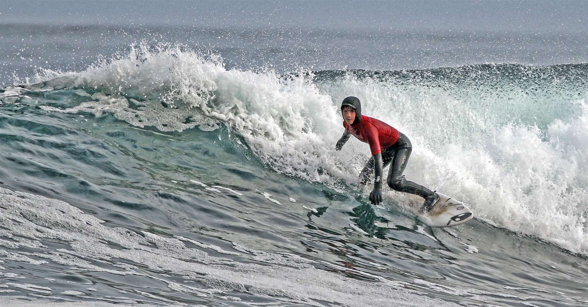 Craig Mclachlan competes in the Scottish National Surfing Championships in Thurso.  Photo: James Gunn