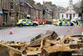 PICTURES: Police cordon off Thurso town centre after huge collapse of stone from former Clydesdale Bank roof