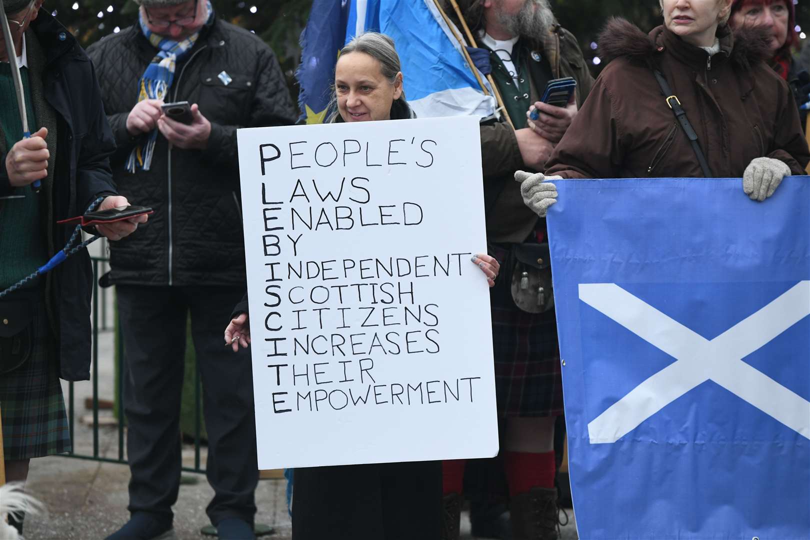 People's laws enabled by independent Scottish citizens increases their empowerment placard. Picture: James Mackenzie