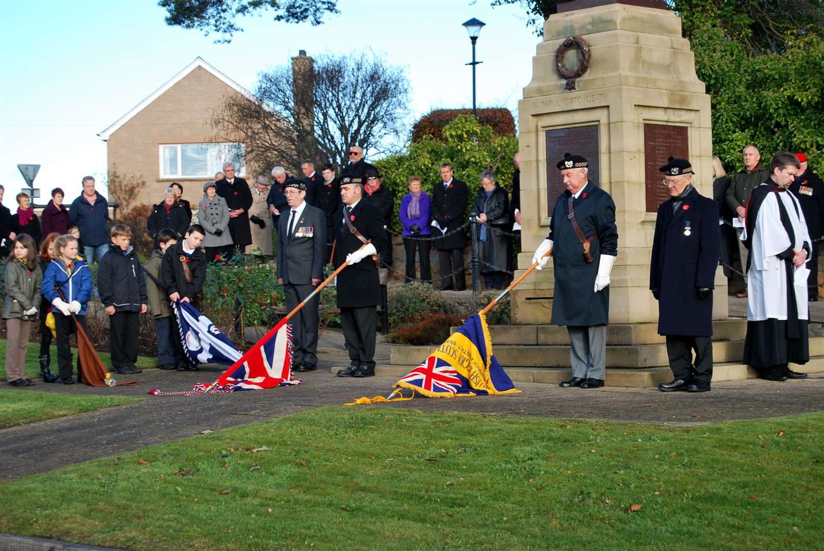 Remembrance service at Dornoch war memorial.