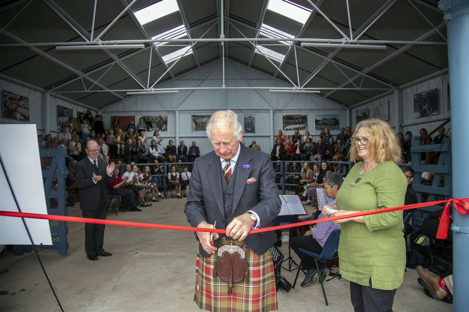 Prince Charles cuts a ribbon to officially open Rogart Mart. Picture: John Baikie