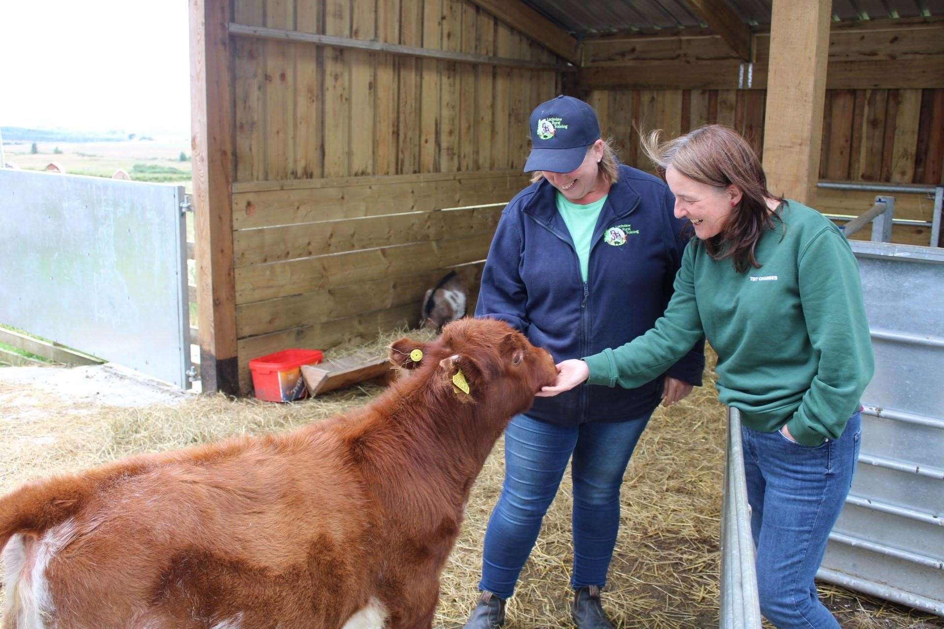 The training centre is located on a working croft and Maree Todd (right) was shown round by Cara Cameron.