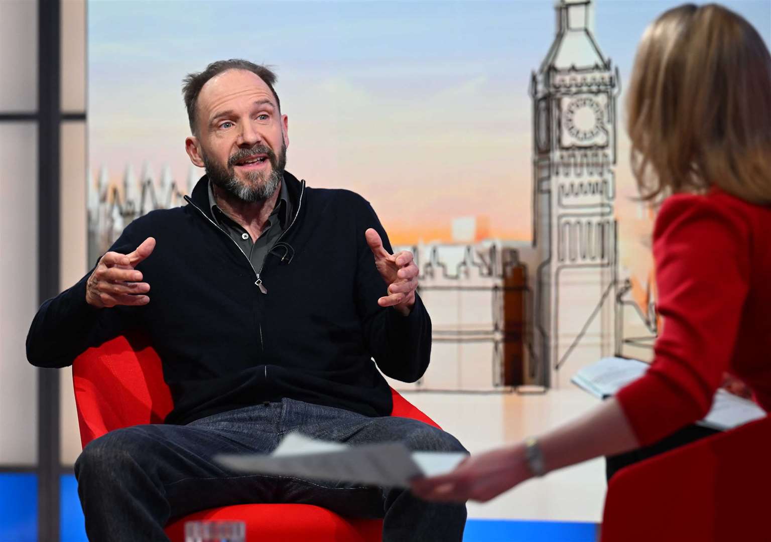 Ralph Fiennes appeared on Sunday With Laura Kuenssberg (Jeff Overs/BBC/PA)