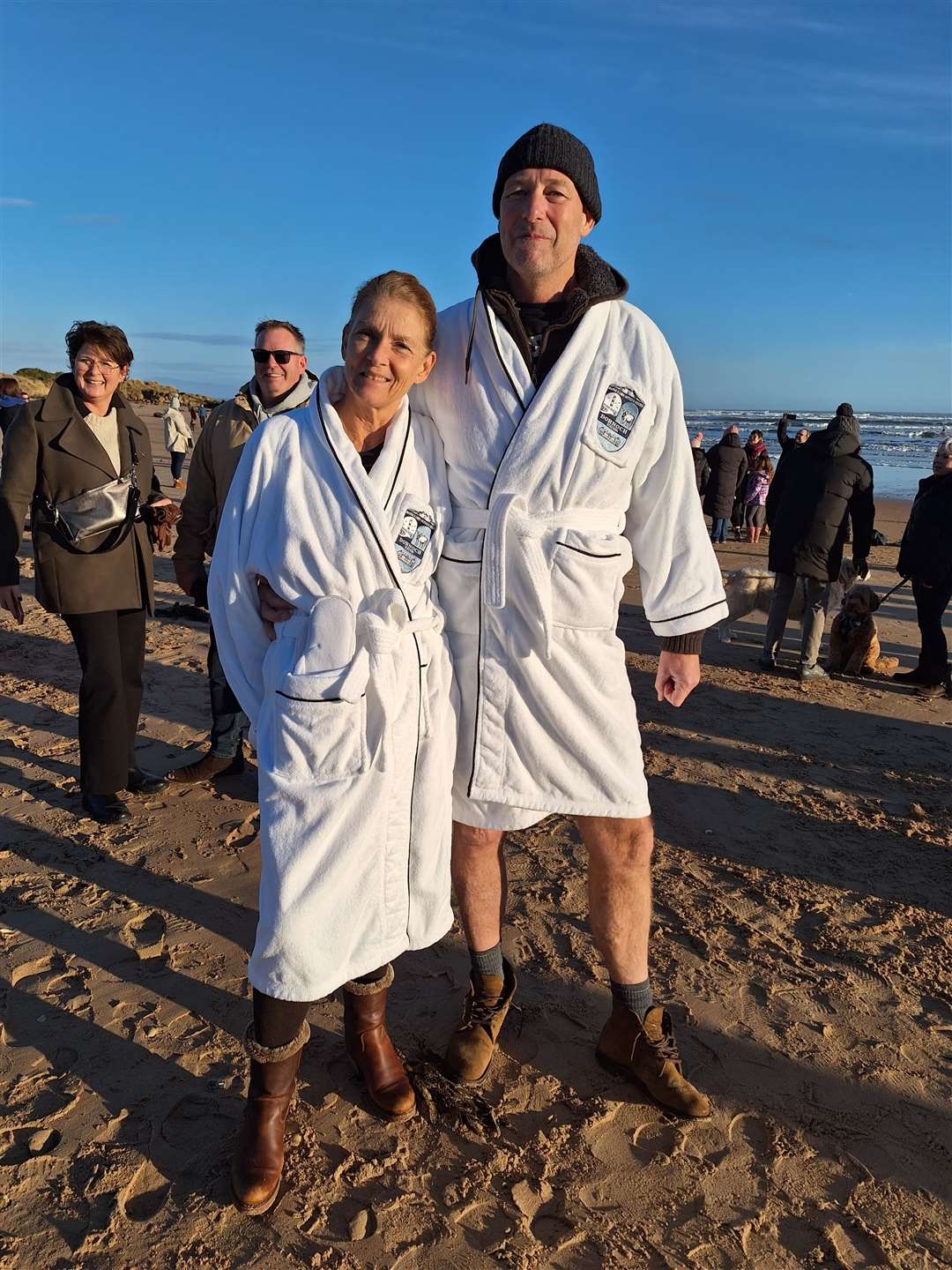 Dutch couple Egbert and Marianne Vennik from Rotterdam holiday in Scotland every New Year, but usually stay in Sky. This year they decided to visit Dornoch and decided to take part in the Loony Dook.