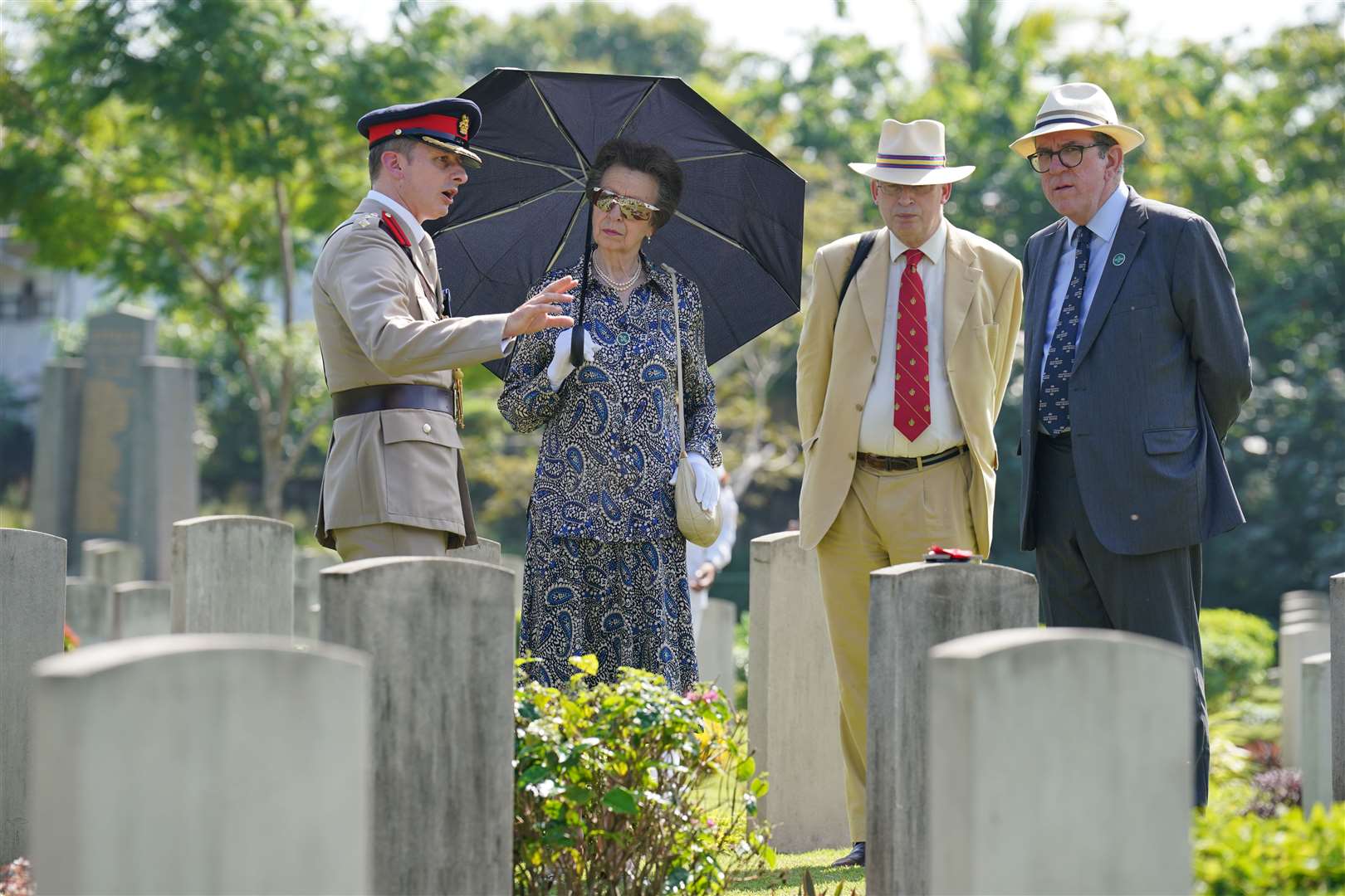 The Princess Royal visited the Commonwealth War Graves Commission Jawatte Cemetery in Colombo (Jonathan Brady/PA)