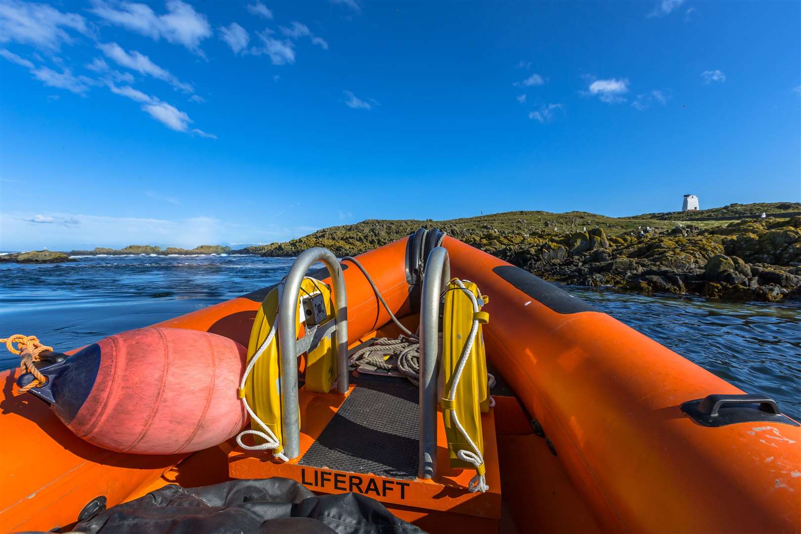 The liferaft appeared to have been abandoned.