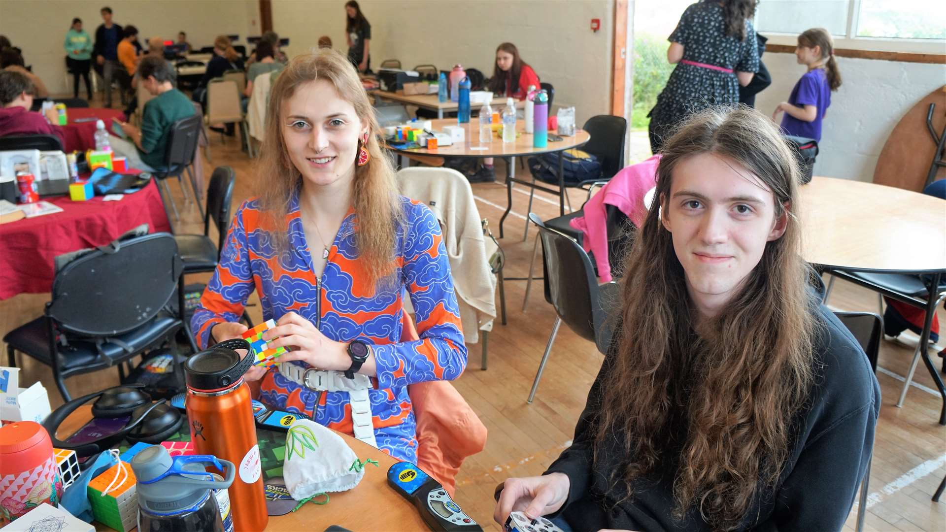 Hazel Hughes and Sam Shaw at the first ever Highland Rubik's cube competition. Picture: DGS