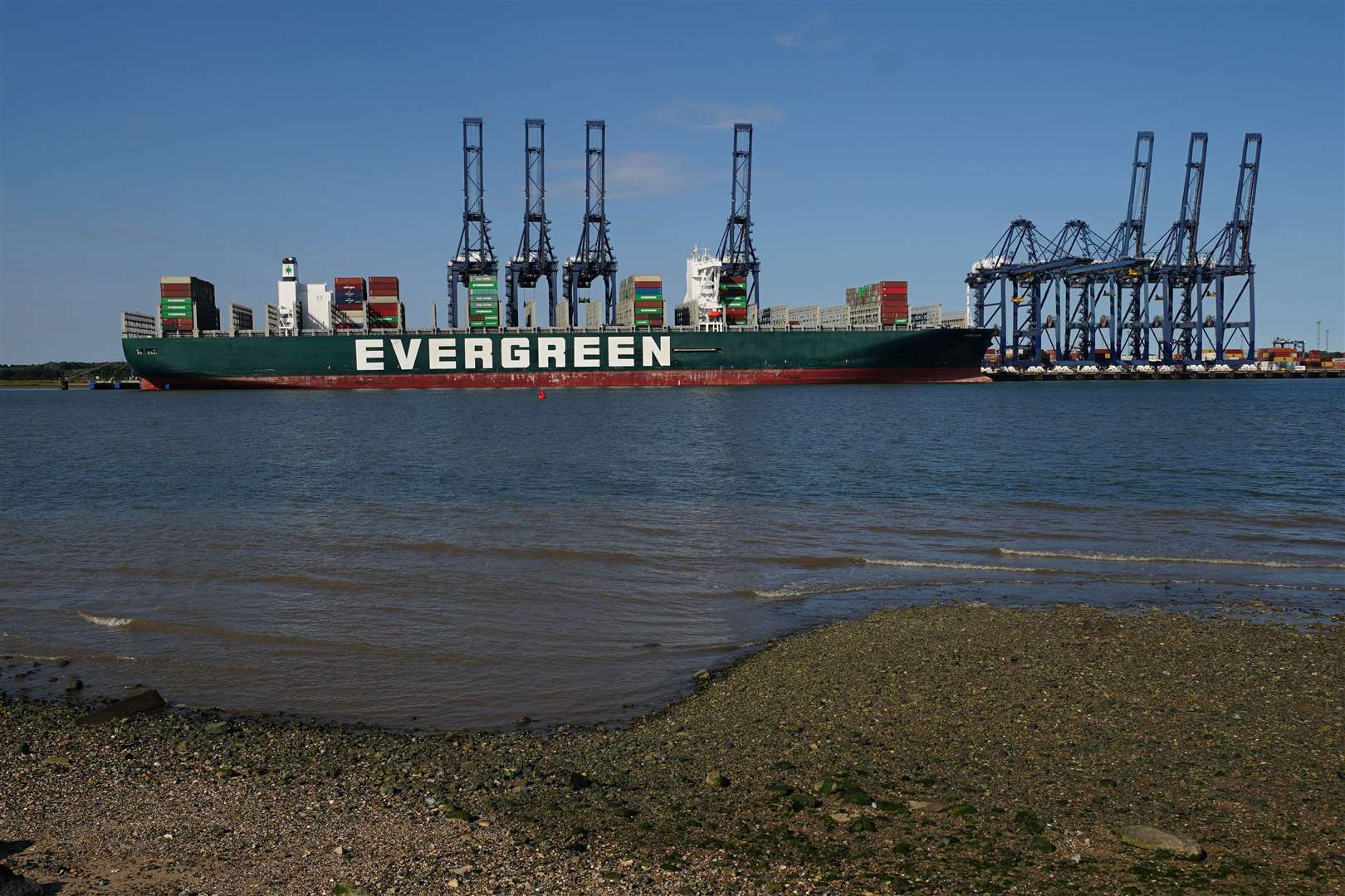 The Ever Given at the Port of Felixstowe (Aaron Chown/PA)