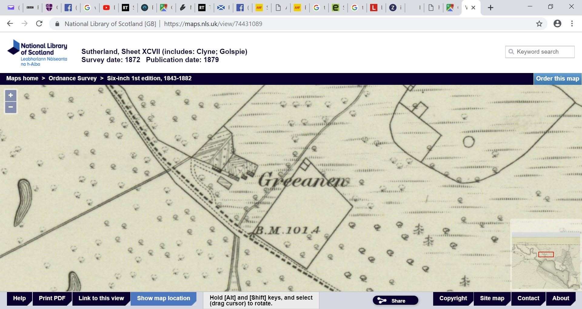 The Greeanan site as shown on the Ordnance Survey map of 1879.
