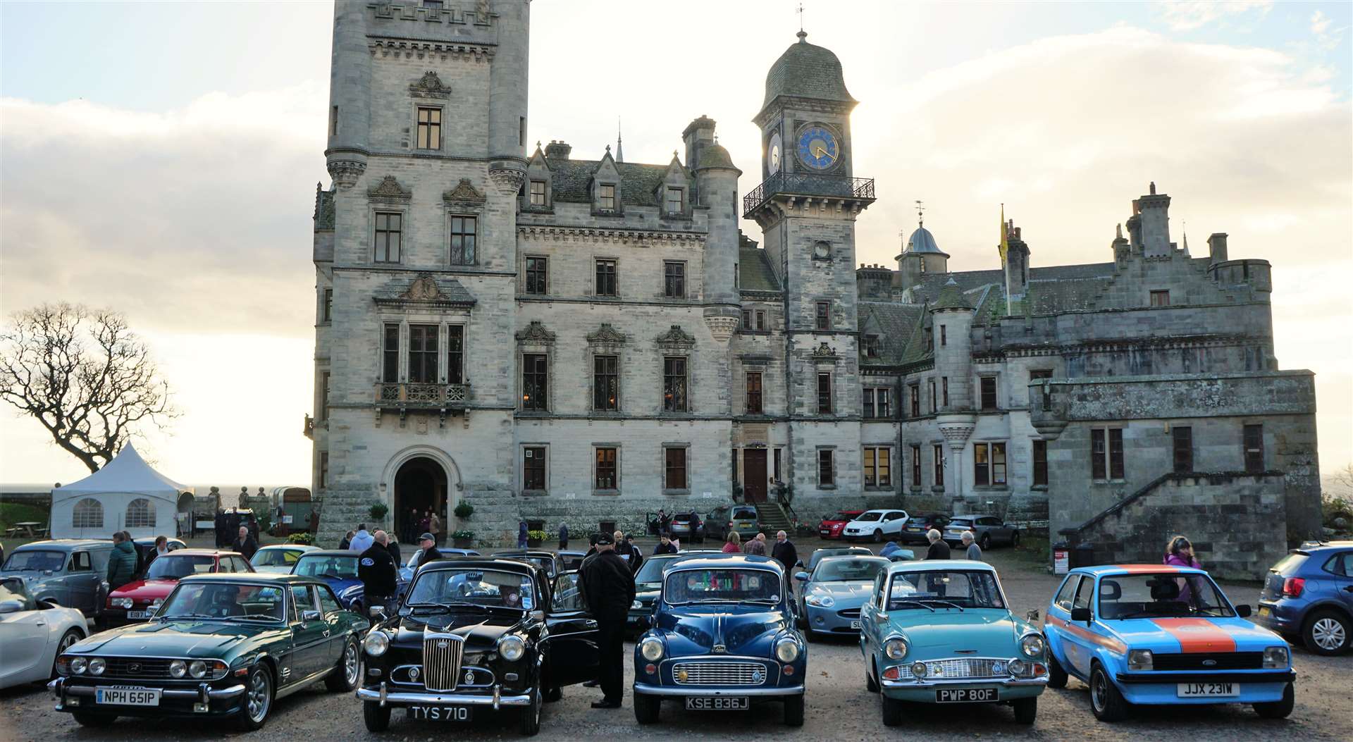 The cars lined up in neat rows in front of the majestic castle. Picture: DGS