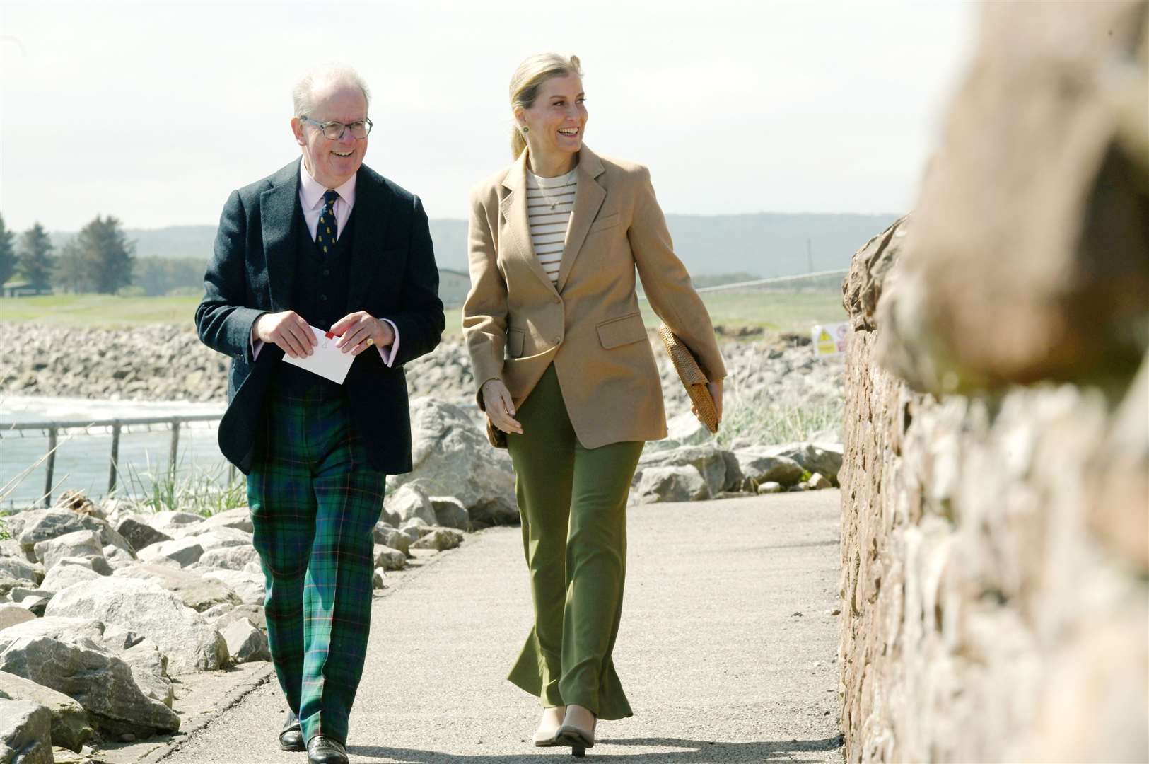 The Duchess of Edinburgh walks along the seafront with Lord-Lieutenant Patrick Marriott. Picture: James MacKenzie