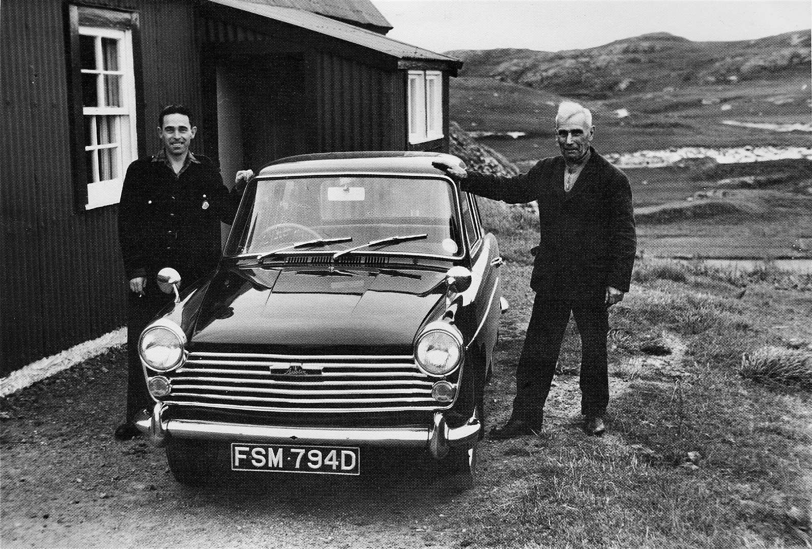 George Alick Campbell and his father Donald (Noellie) at Oldshoremore in 1966.