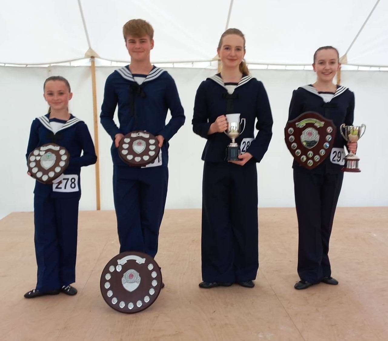 Winners of the Highland dancing sailor's hornpipe competitions at Lairg Crofters Show 2023.