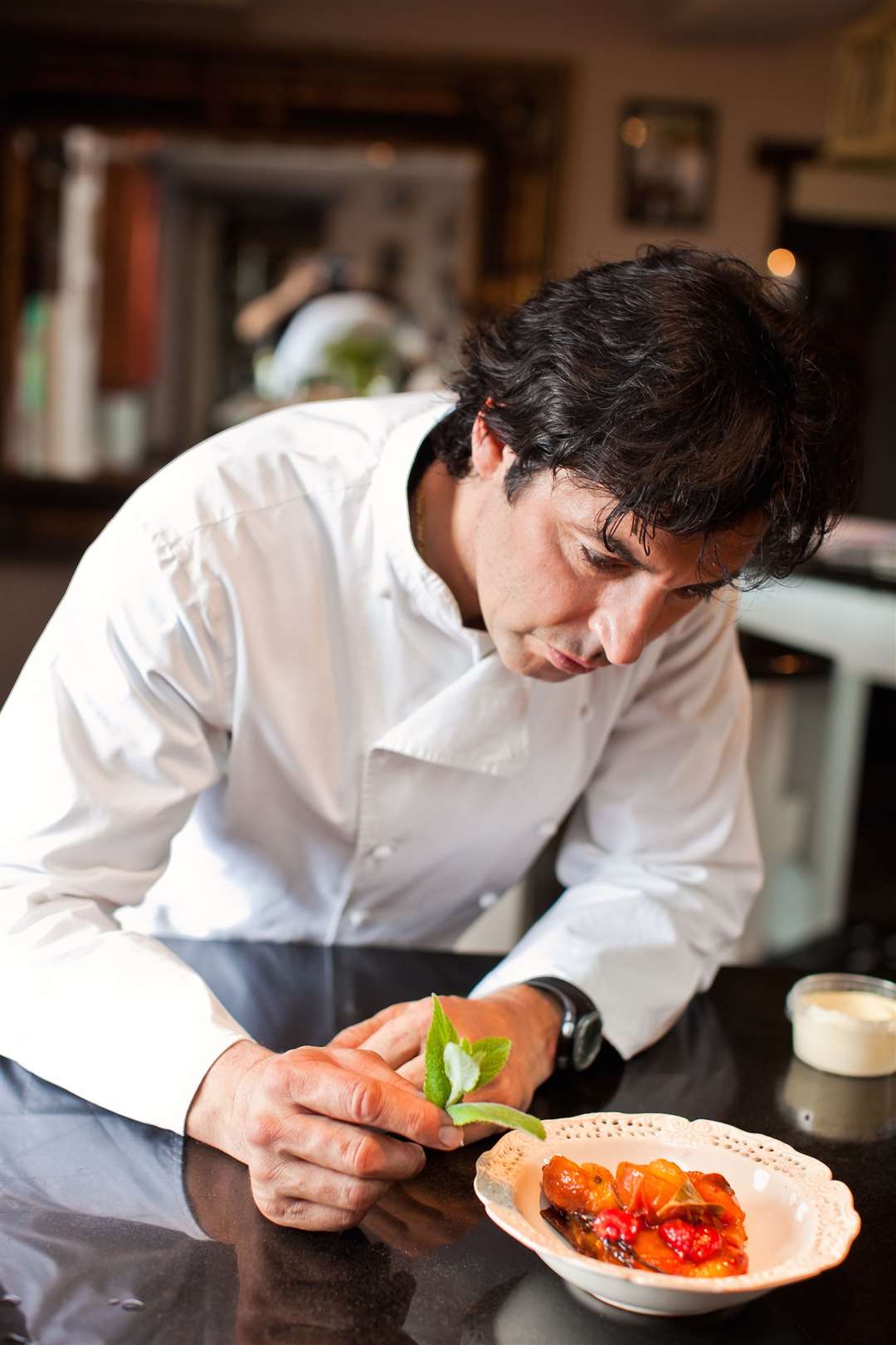 Jean-Christophe preparing one of his exquisite dishes.