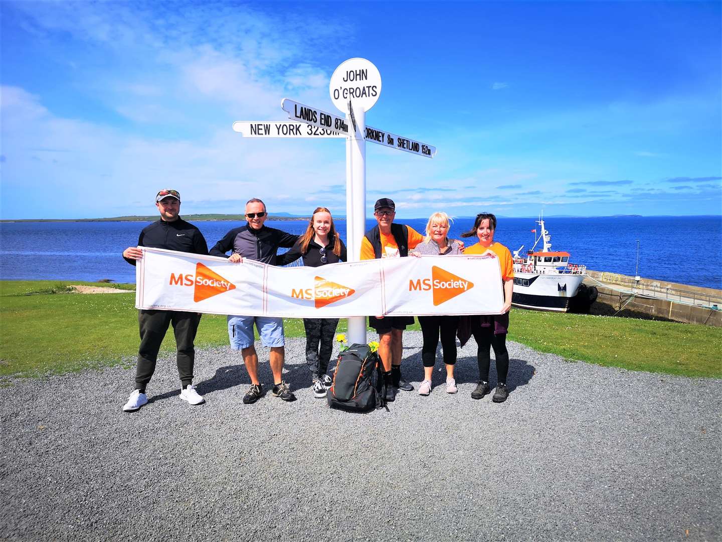 Gary Rushworth was surprised to be greeted by some of his family on his arrival at John O'Groats.