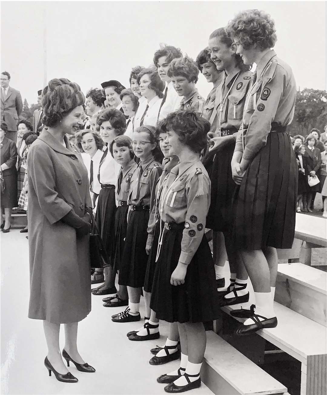Queen Elizabeth II and group of Inverness Girl Guides, 1962. Picture: Highland Archive Centre