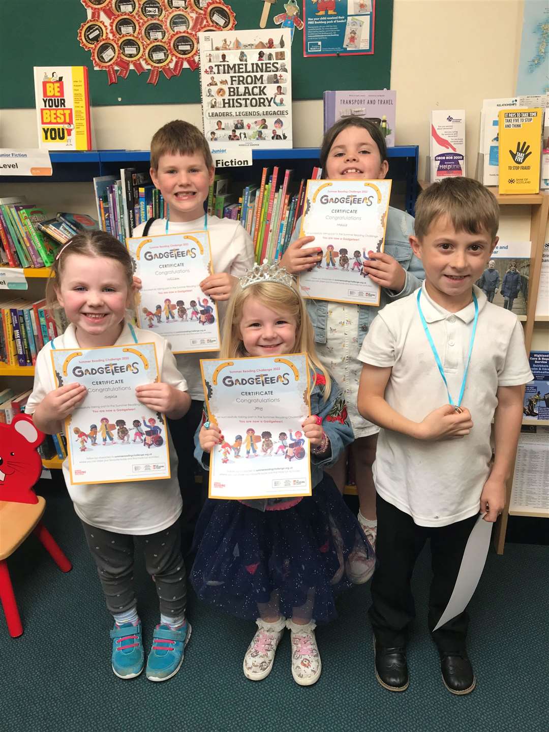 These five youngsters were among 11 at Lairg library to complete the summer reading challenge.