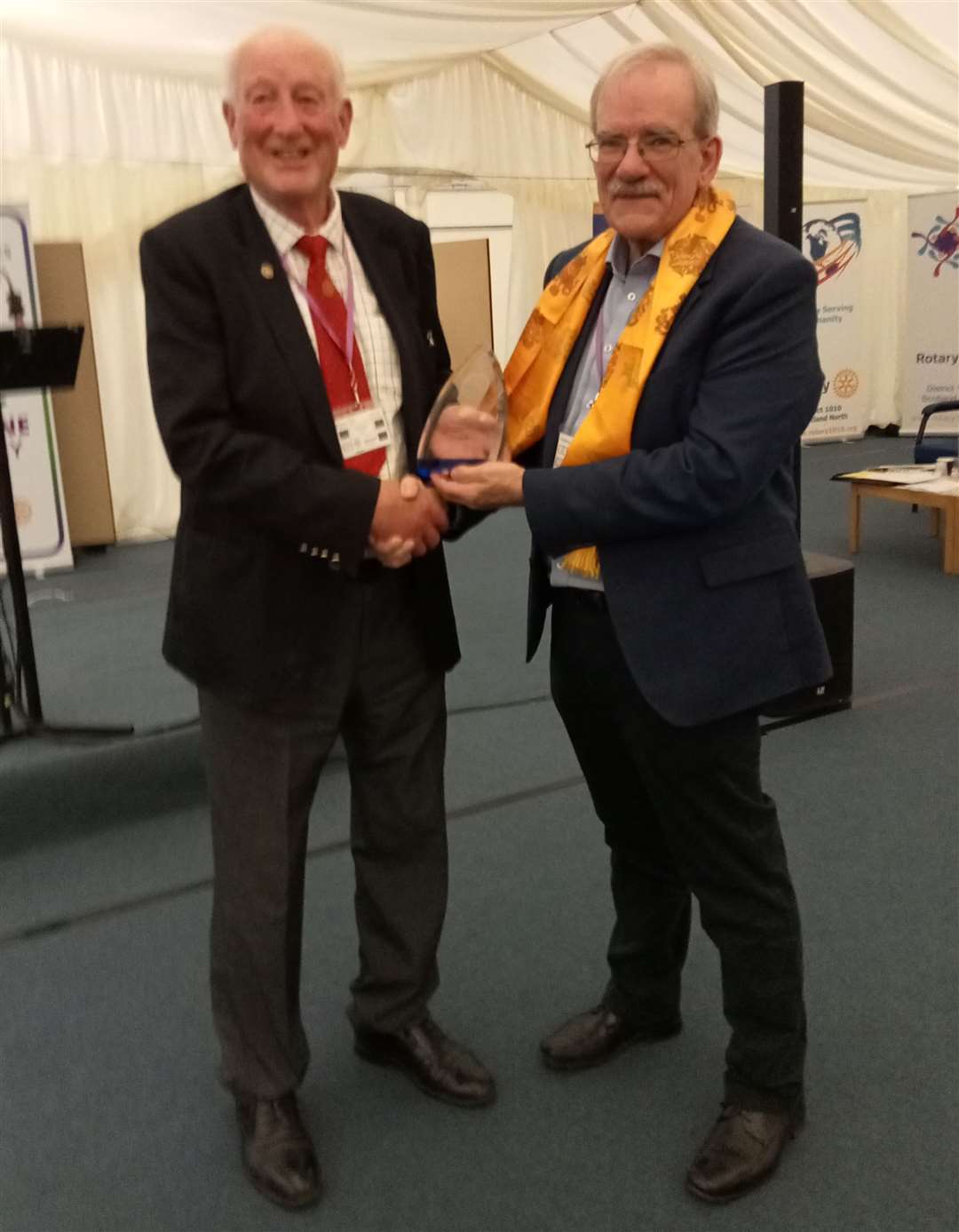Alistair Risk received the award from Scotland North Rotary district governor Ken McLennan at a district conference last Saturday, June 10, at the Dewar Centre in Perth.