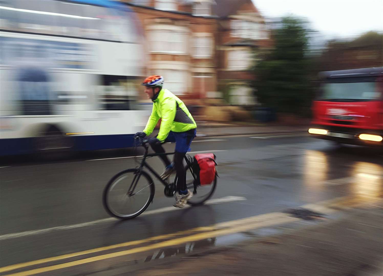 Drivers should allow sufficent time and distance to pass a cyclist without compromising their safety.
