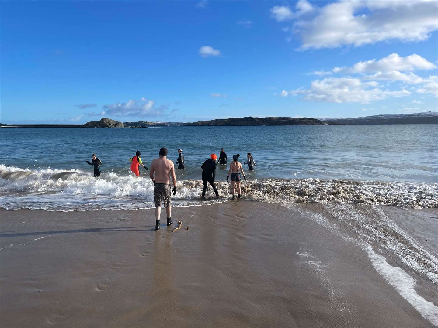 Cold water dipping at Talmine beach last Saturday. Another dip has been organised to take place on Sunday, March 6.
