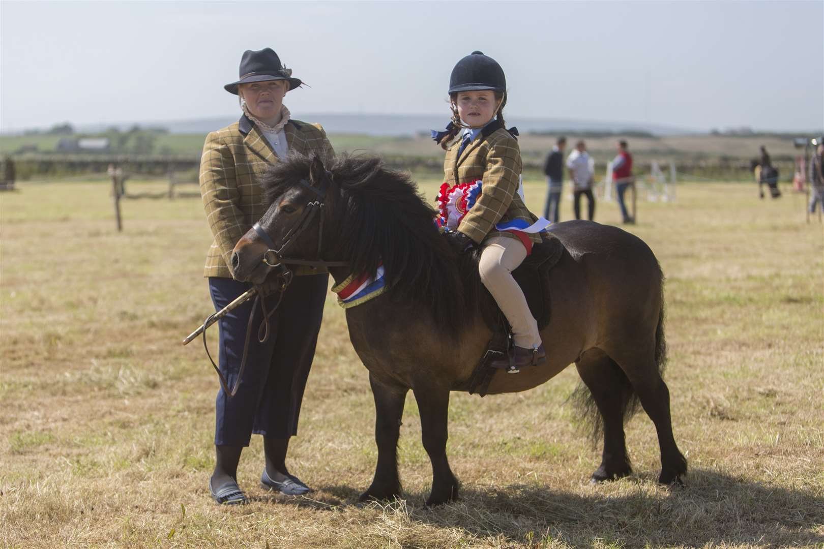 The supreme horse championship went to the Shetland pony champion, Breckan First Endeavour, known as Eddie, a nine-year-old gelding shown by Sarah Campbell, Framside, Calder, and ridden by seven-year-old Hannah Taylor. Picture: Robert MacDonald / Northern Studios