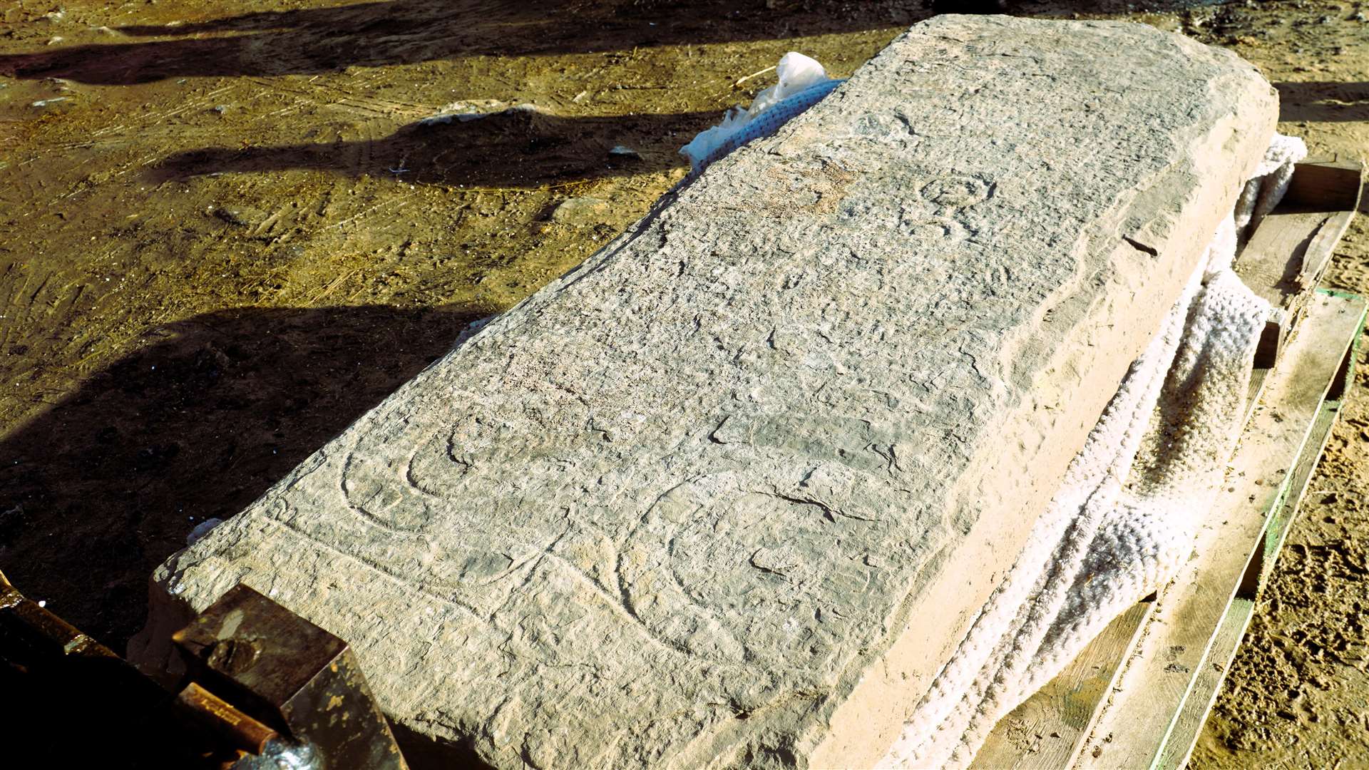 The Ulbster stone has Pictish symbols on its surface and is on its way to Edinburgh to be evaluated by experts. Picture: DGS