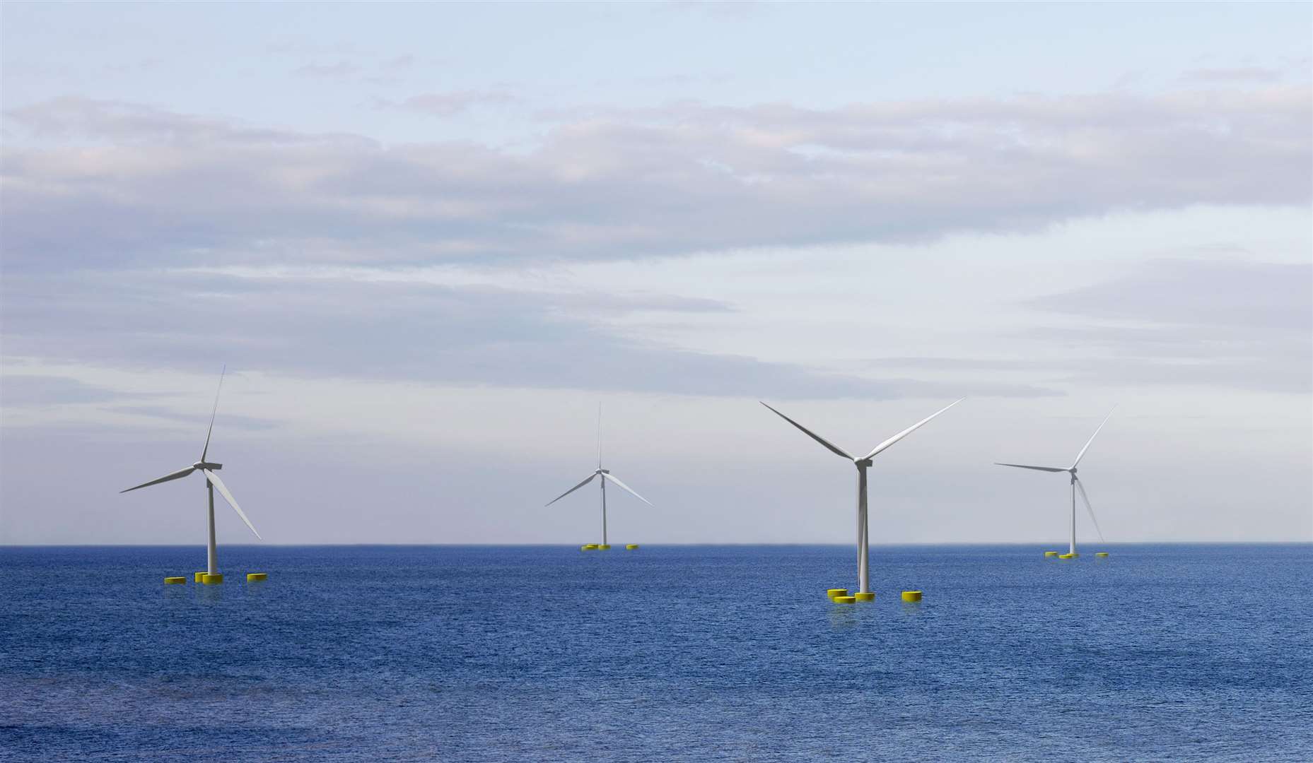 An illustration of some turbines which will make up the Pentland Floating Offshore Wind Farm