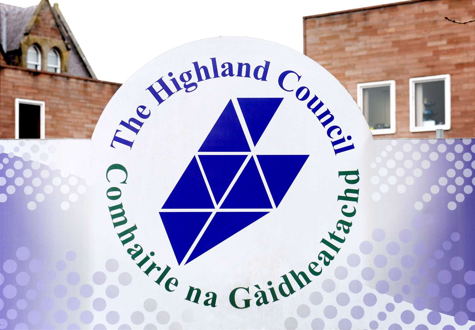 The Highland Council logo outside the local authority's Inverness HQ.