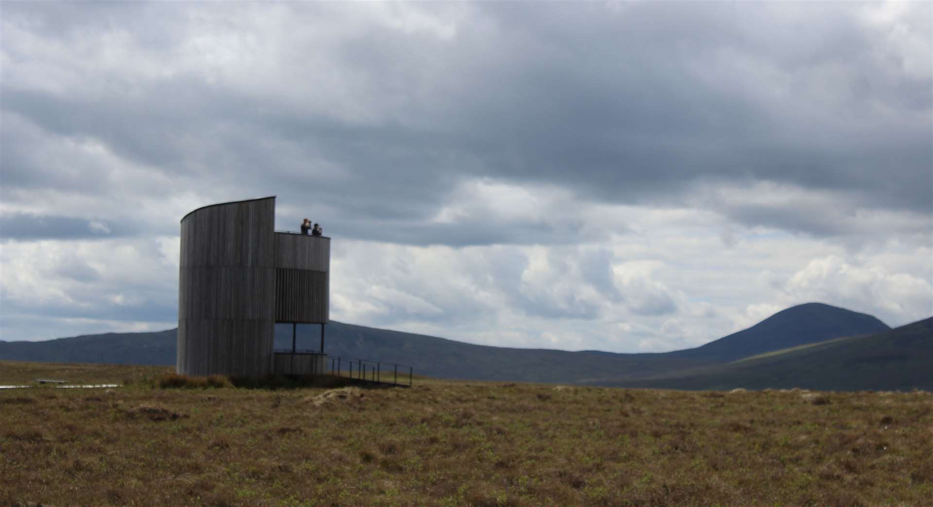 The lookout tower at the Forsinard site, which offers a picturesque view of the peatlands.