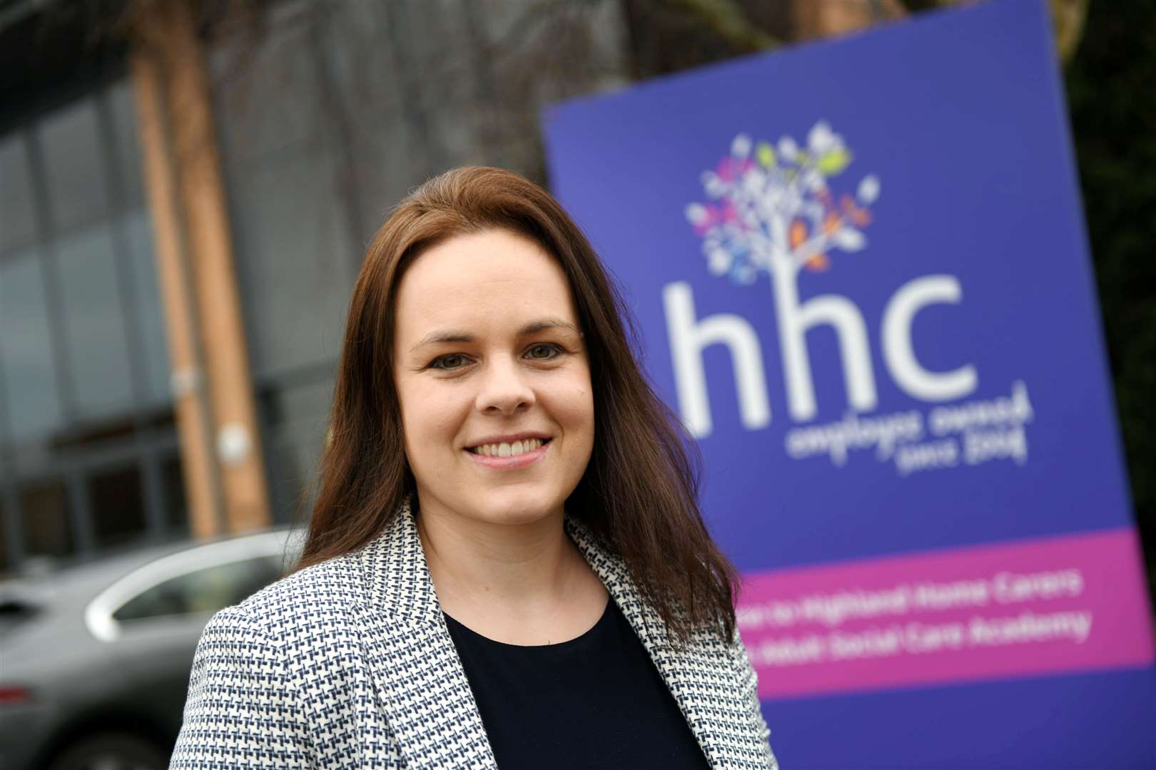 Kate Forbes outside Highland Home Carers, Inverness HQ. Picture: Callum Mackay..