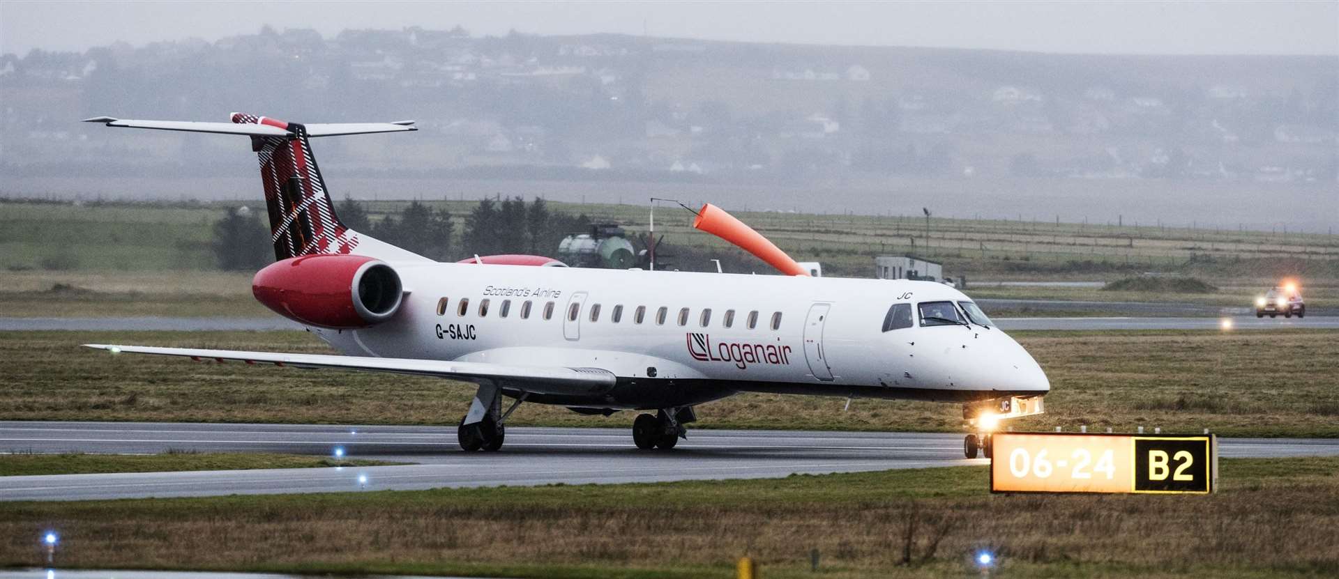 Loganair Embraer 145 serving the new Inverness-East Midlands route.