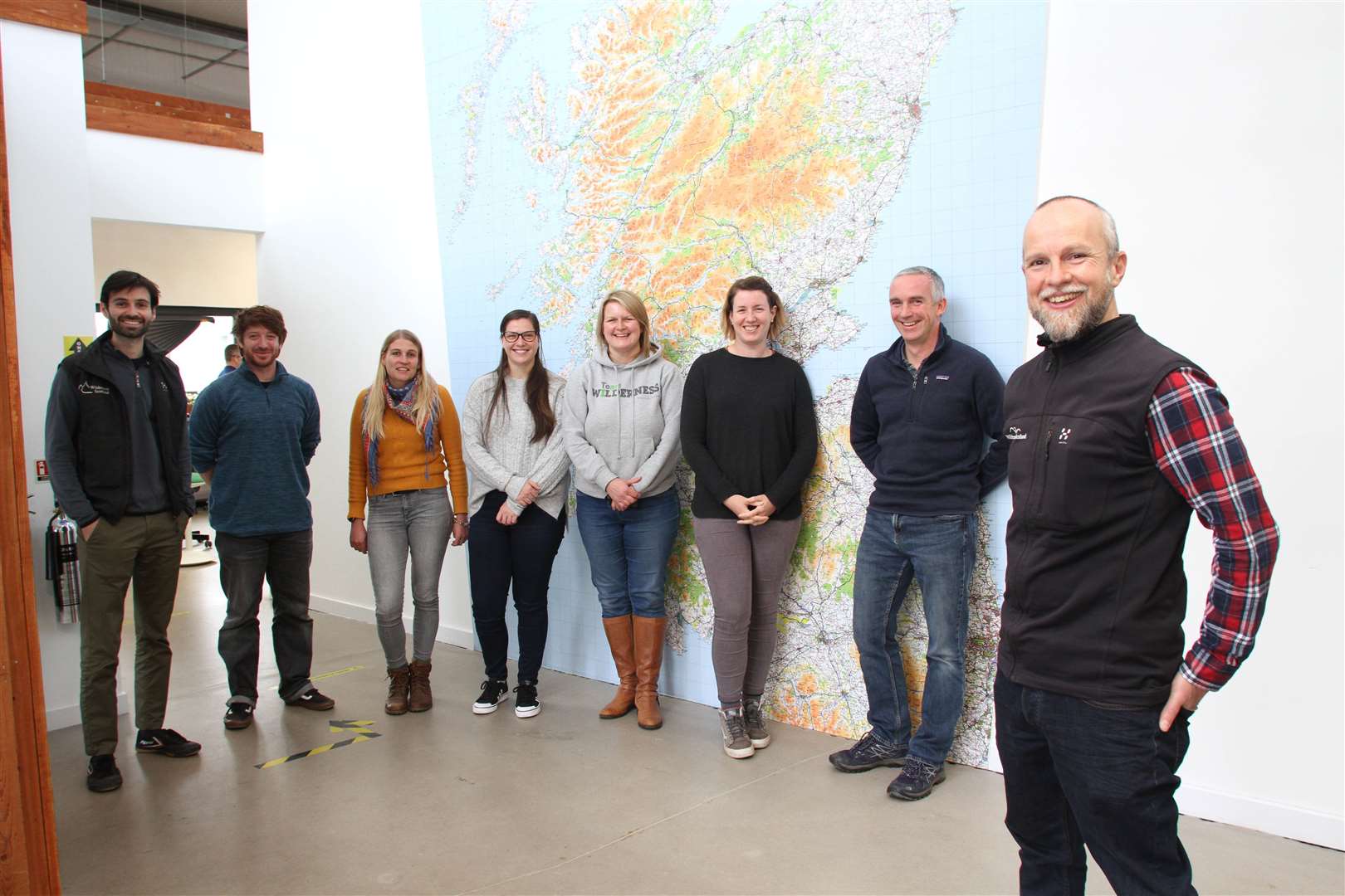 Karl Thurlow, head of business operations (right) with other Wilderness Scotland staff at their Dalfaber base.