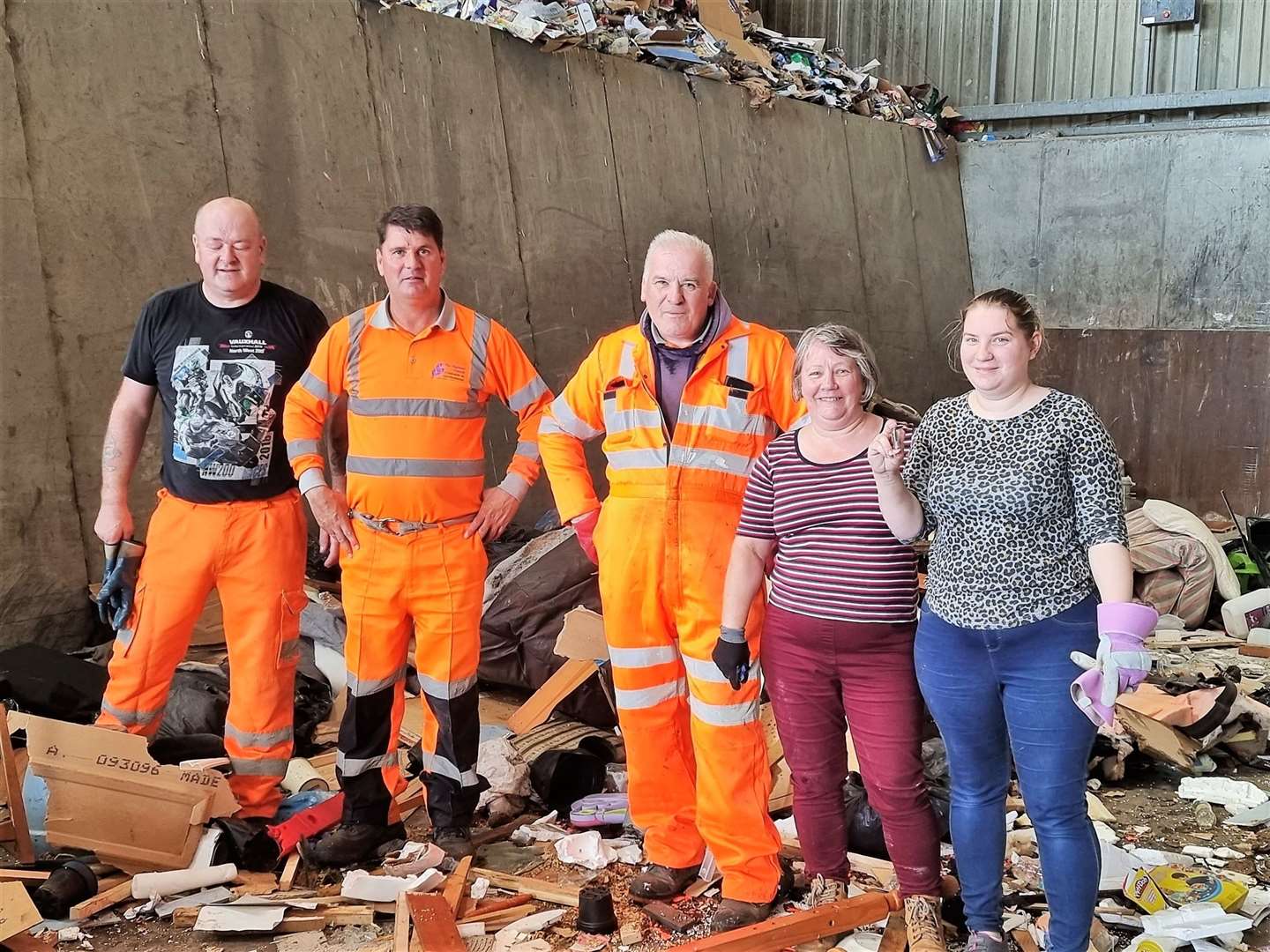 From left, council workers Colin Gunn, Graham John and Malcolm Simpson along with Brian's wife Angela Gordon and daughter Sarah Malcolm. Sarah felt that her grandmother guided her to where the ashes were.