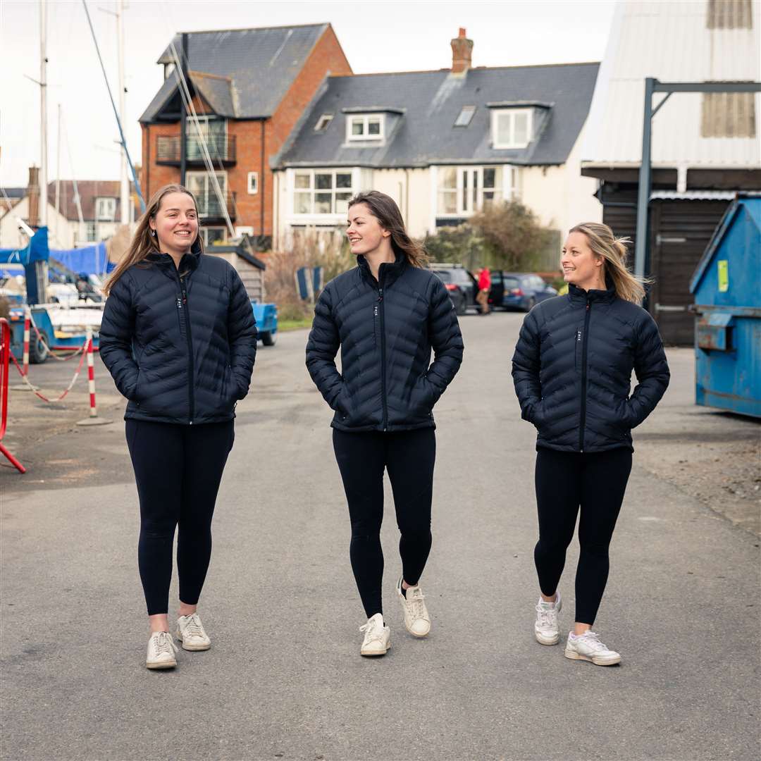 Lottie (left), Miriam (middle) and Jess (right) will set off from Peru, South America, rowing 8,000 miles until they reach Australia (Alan Dunkerly Photography/PA)