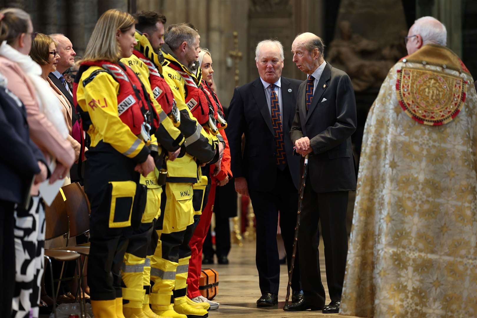The Duke of Kent (second from right) arrives to attend the service of thanksgiving