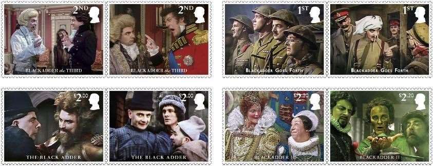 Some of the stamps set to go down well with fans of the classic Blackadder series on TV.