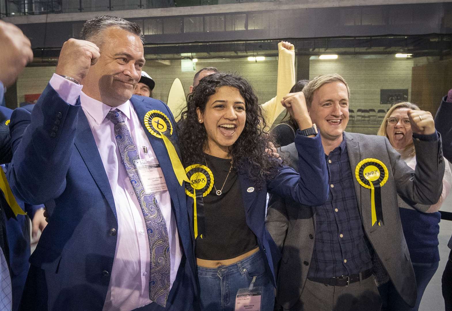 Roza Salih celebrates her election to Glasgow City Council (Jane Barlow/PA)