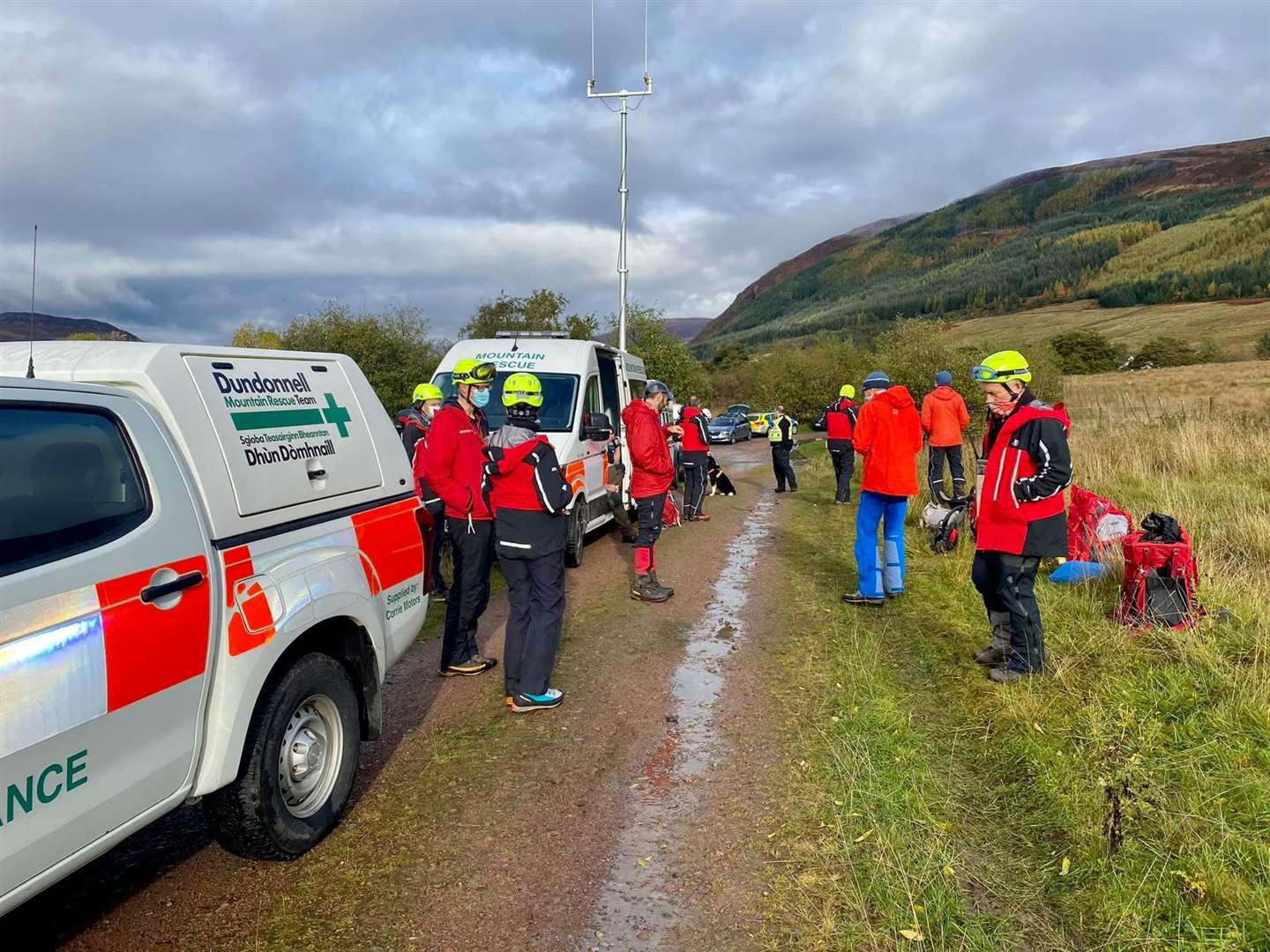 The Dundonnell Mountain rescue Team at the scene.