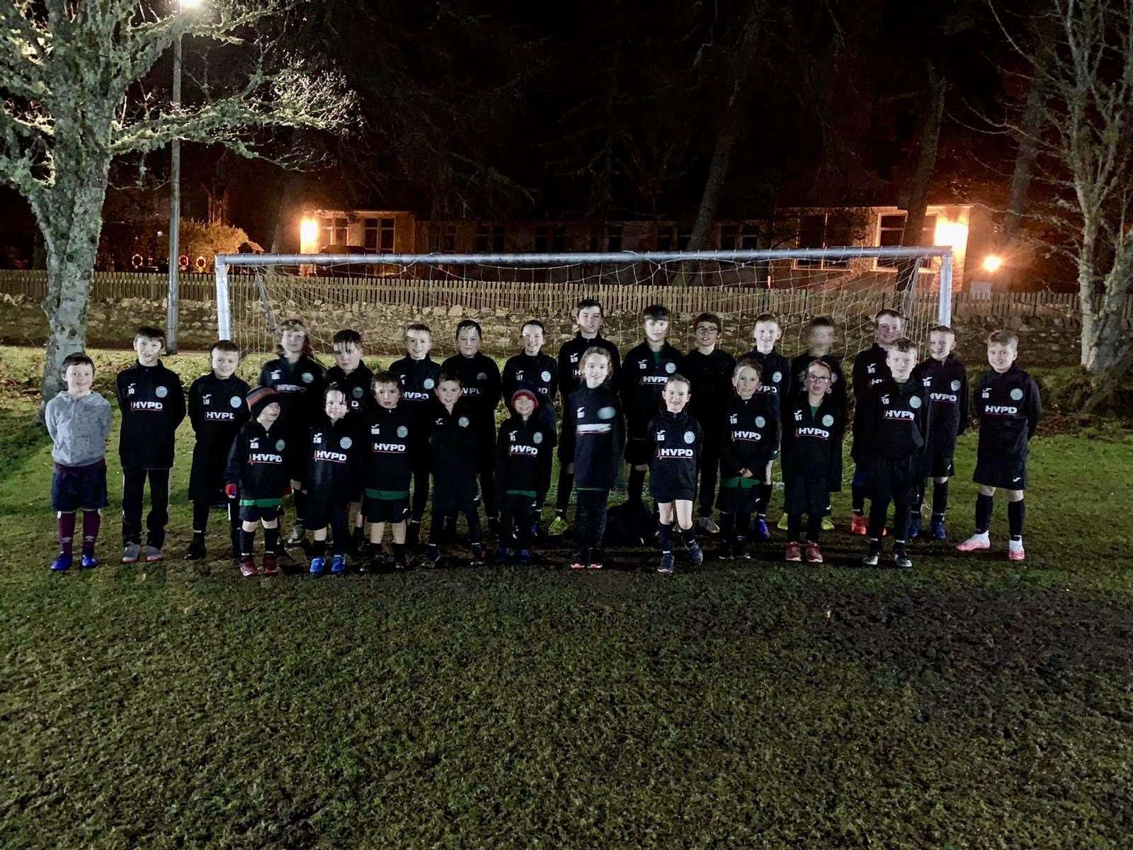 Looking smart in their new training kit are junior footballers who attend Bonar Bridge Football Club's trianing sessions. The youngsters come from all over the area.