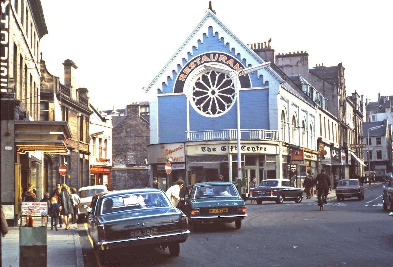 The rose window was part of a Methodist church which later became a restaurant.