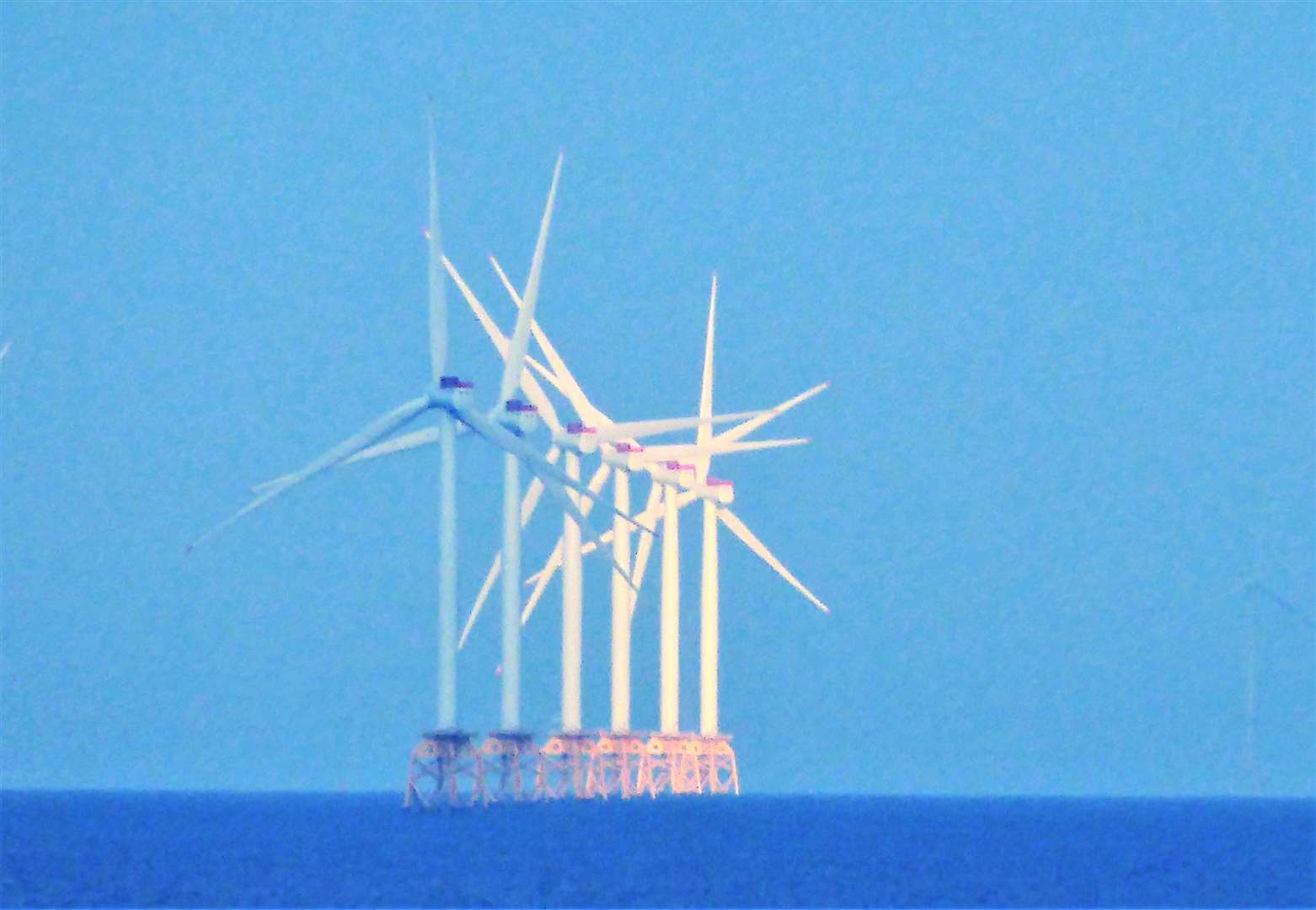 Wind turbines viewed from the Caithness coastline. Picture: DGS