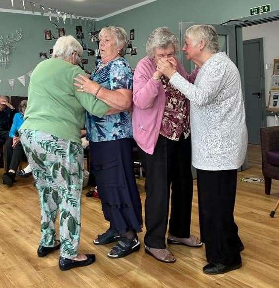 Some of the centre users enjoyed a bop at the party to the music of a band from Portmahomack.