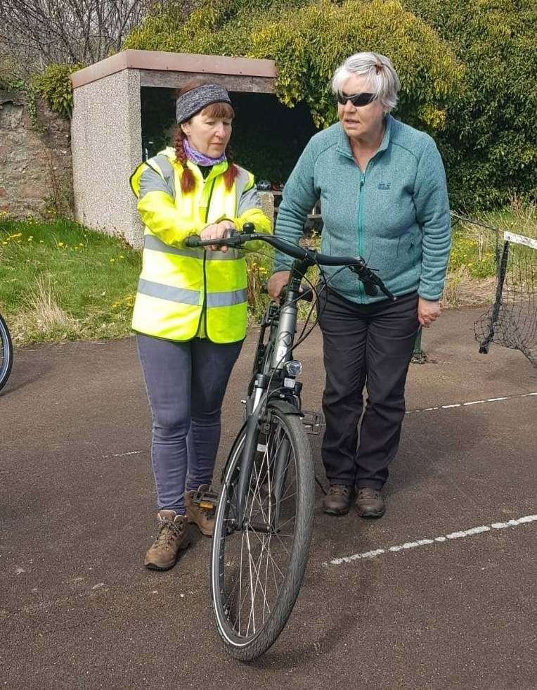 Amanda Wagstaffe of Cycling UK with Trust director Jean Sargent.